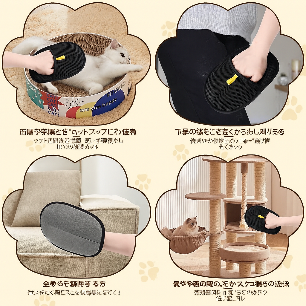 犬と猫用のペットの毛の除去手袋。犬と猫の毛の除去に再利用可能（ソファ、家具、カーペット、カーテン、衣類用）。